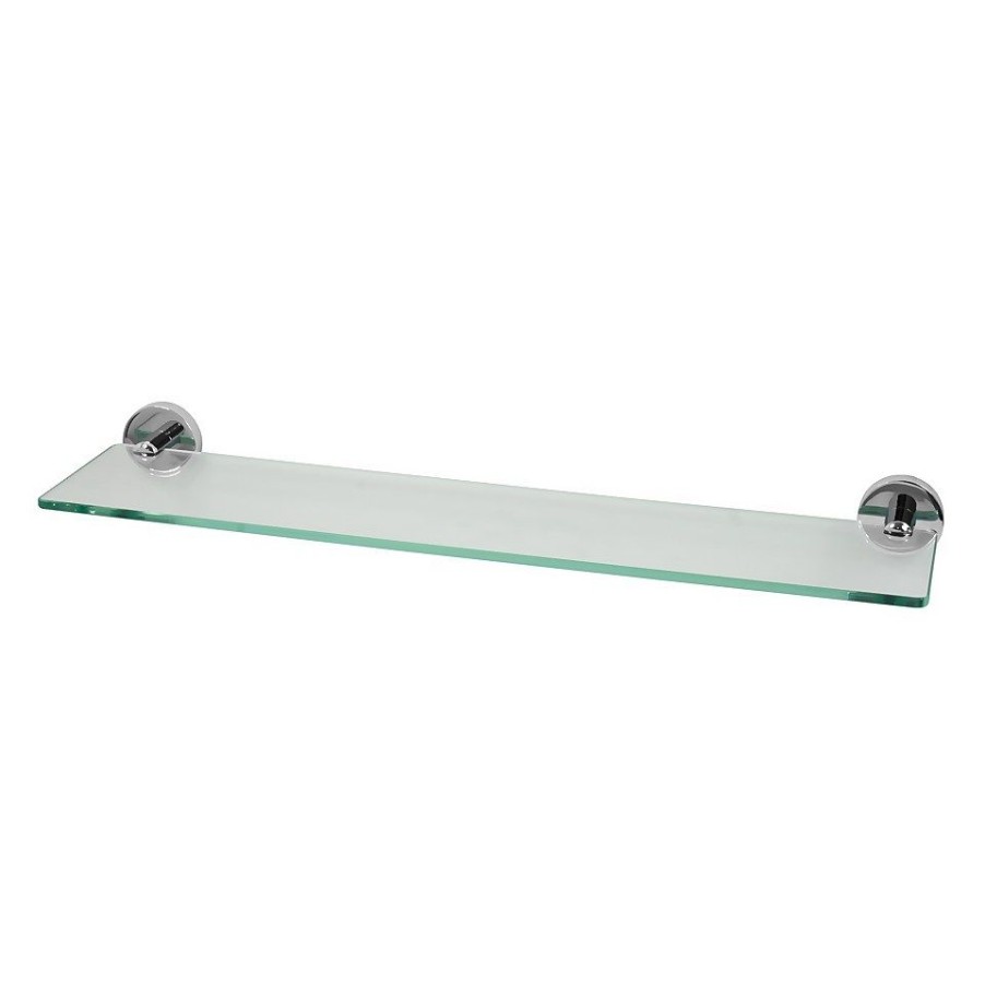 Homebase Bathroom Shelving | Glass Bathroom Shelf - Chrome Round Mounting Brackets