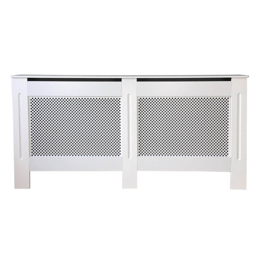 Homebase Hallway Furniture | Radiator Cover With Diamond Lattice Design In White - Extra Large