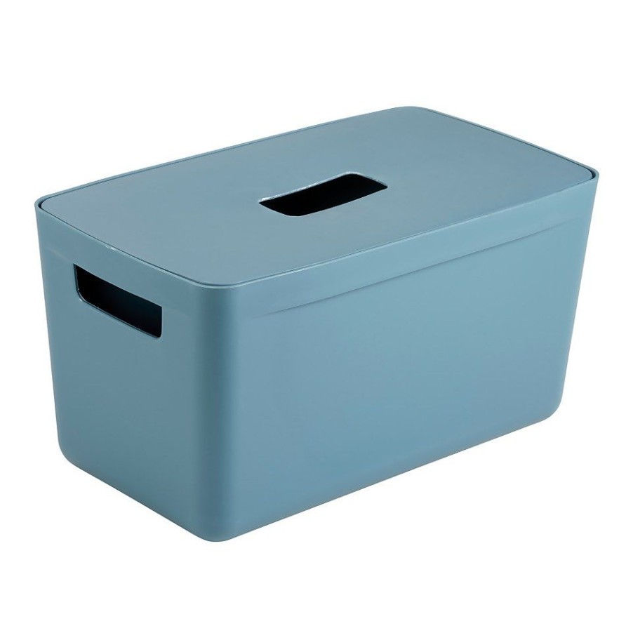 Homebase Storage Containers | Inabox Home Storage Box & Lid - 8L - Cactus Blue