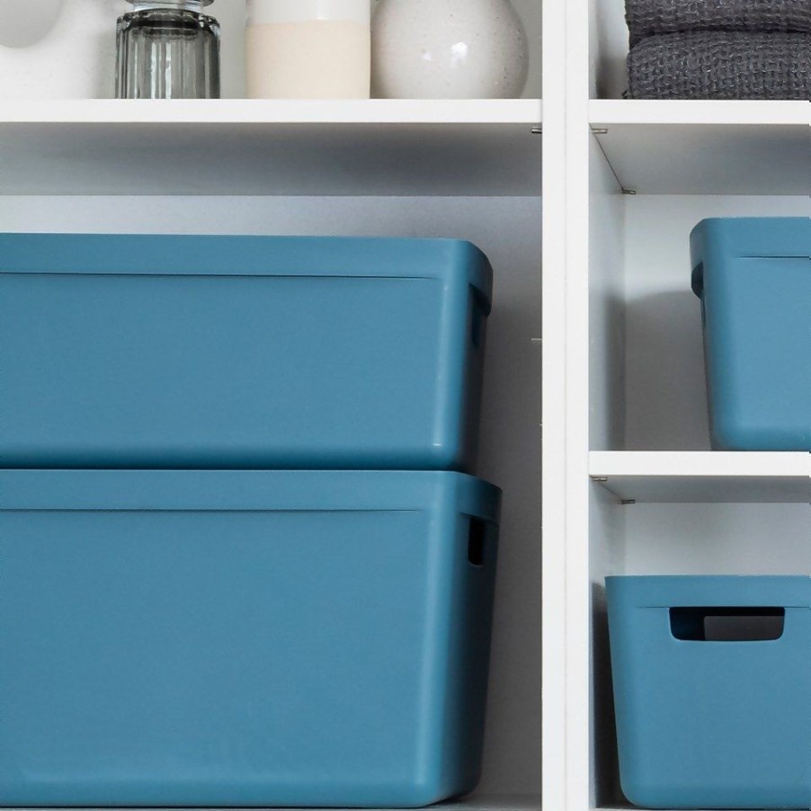 Homebase Storage Containers | Inabox Home Storage Box & Lid - 8L - Cactus Blue