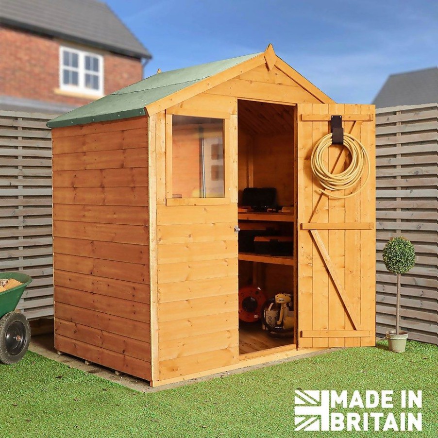 Homebase Garden Sheds | Mercia 4 X 6Ft Shiplap Apex Wooden Shed