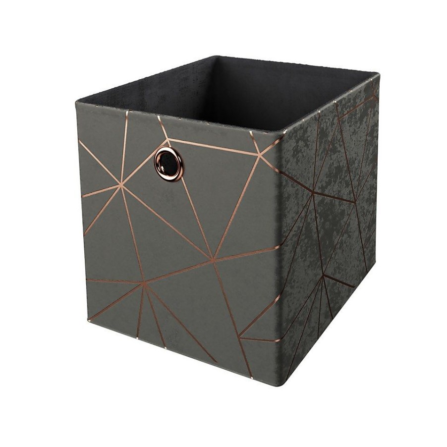 Homebase Cube Storage | Clever Cube Velvet Geometric Insert - Grey & Rose Gold