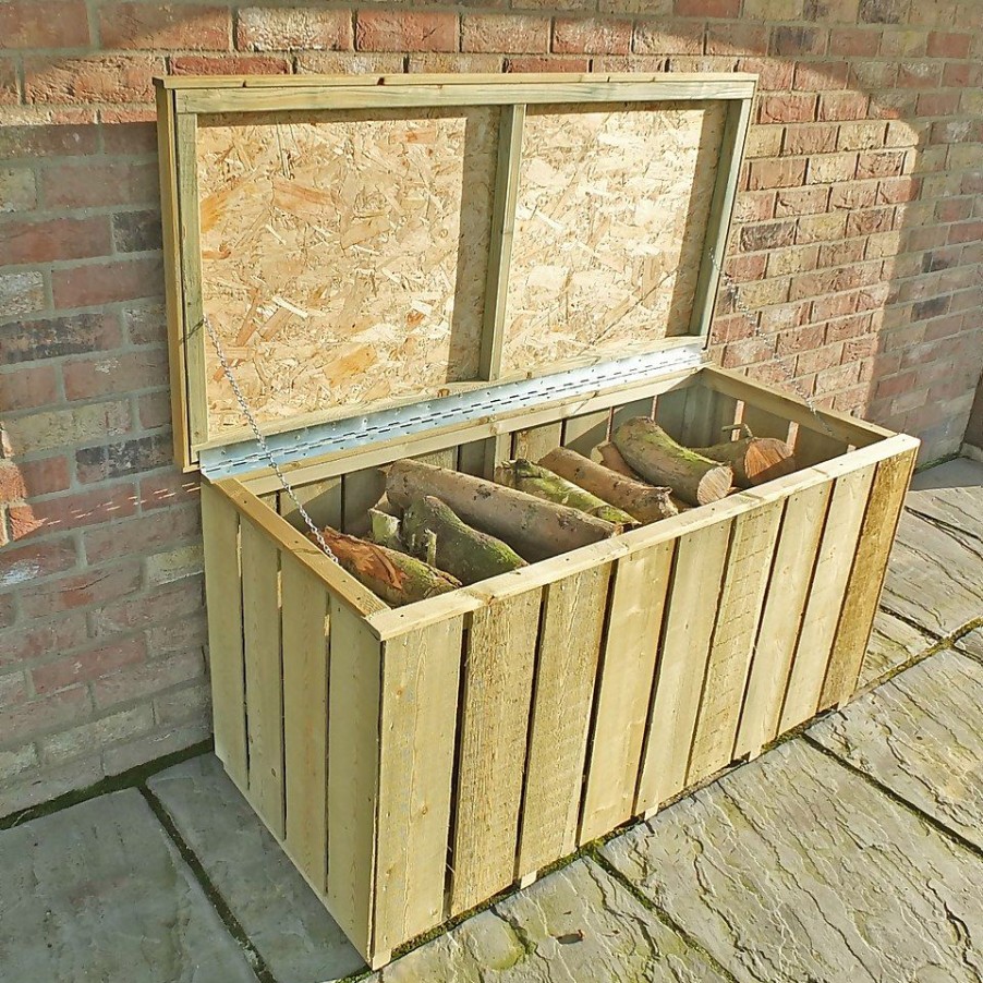 Homebase Garden Storage | Shire Sawn Timber Garden Storage Log Box 4 X 2