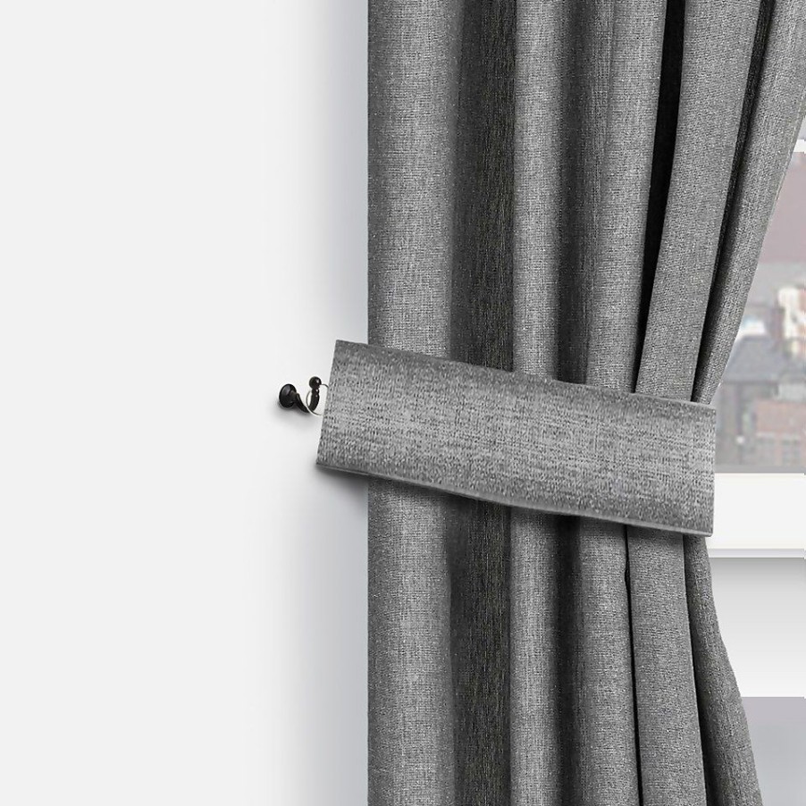 Homebase Curtain Poles & Tracks | Pack Of 2 Black Ball Tieback Hooks