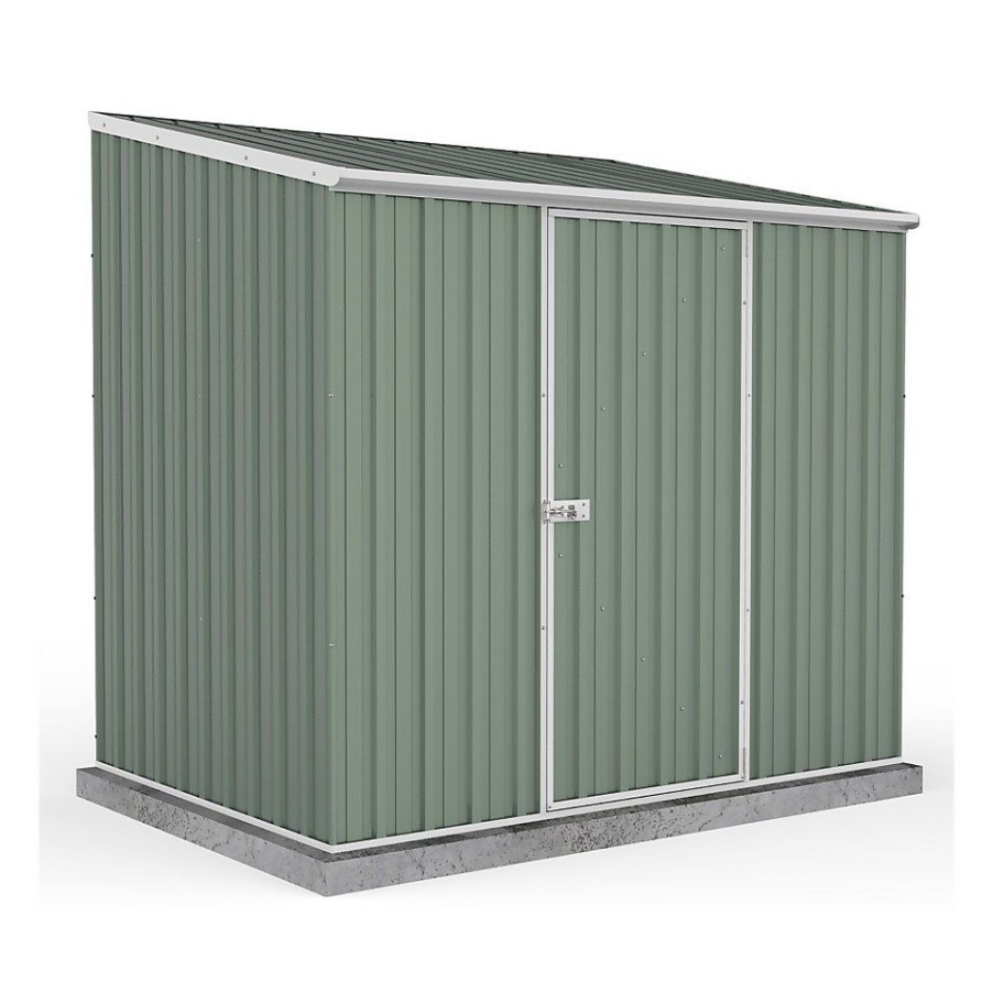 Homebase Garden Sheds | Absco 7.5 X 5Ft Space Saver Metal Pent Shed - Green