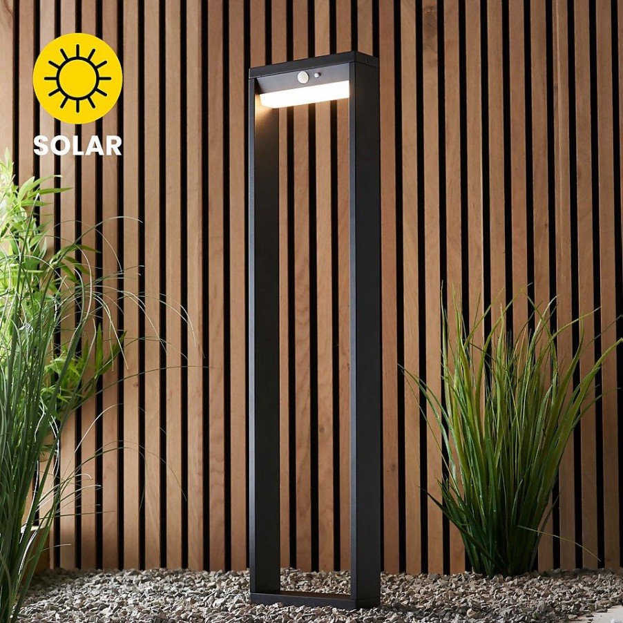 Homebase Solar Garden Lights | Dannah 80Cm Photocell & Pir Solar Outdoor Floor Light - Black