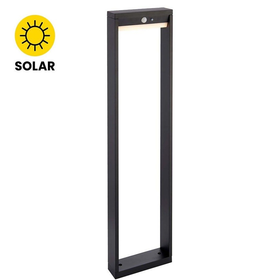 Homebase Solar Garden Lights | Dannah 80Cm Photocell & Pir Solar Outdoor Floor Light - Black