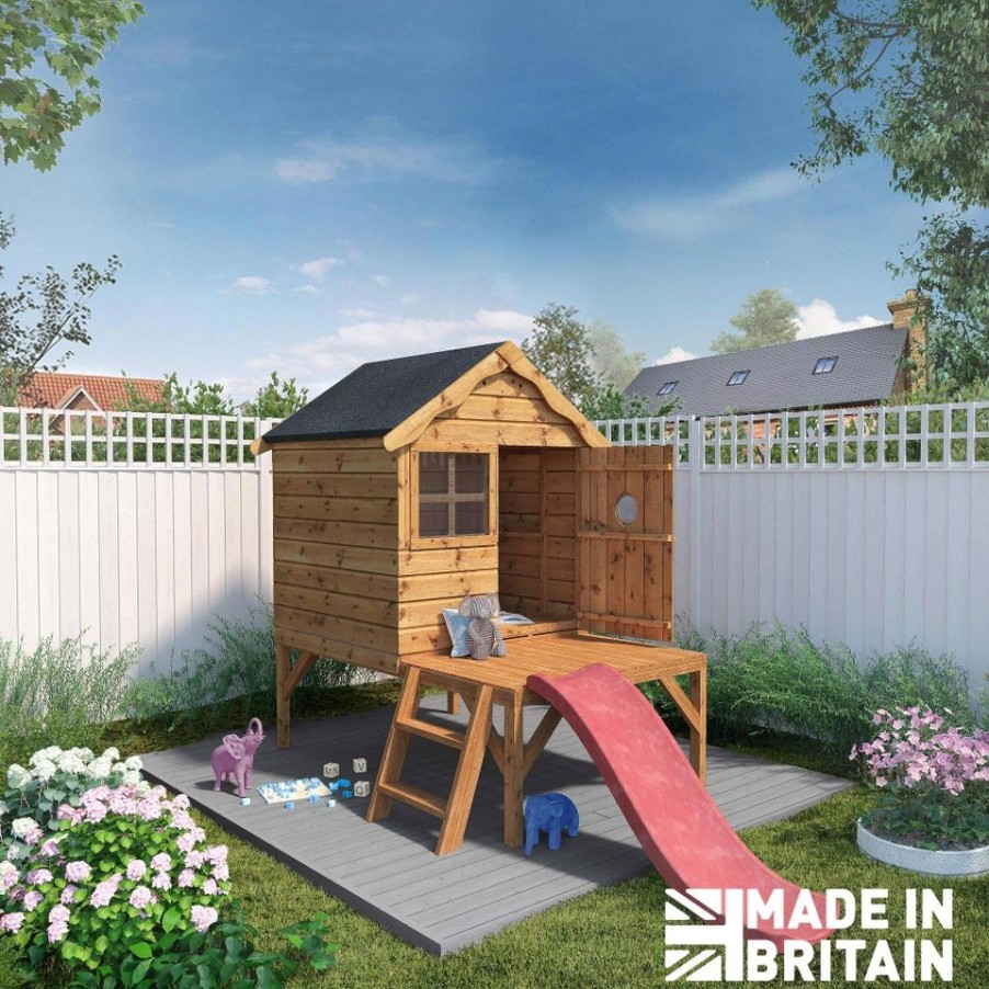 Homebase Garden Buildings | Mercia 7 X 9'4Ft Snug Wooden Playhouse Tower & Slide - Installation Included