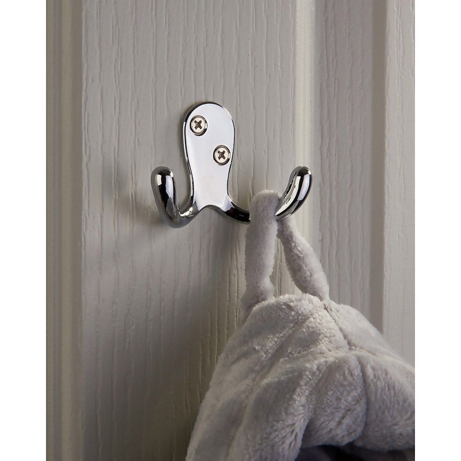 Homebase Hallway Furniture | Basic Double Robe Hook - Chrome