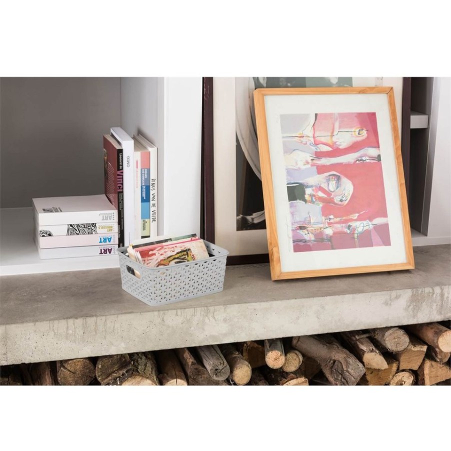 Homebase Storage Containers | Curver My Style Small Rectangular Plastic Storage Basket - Grey - 4L