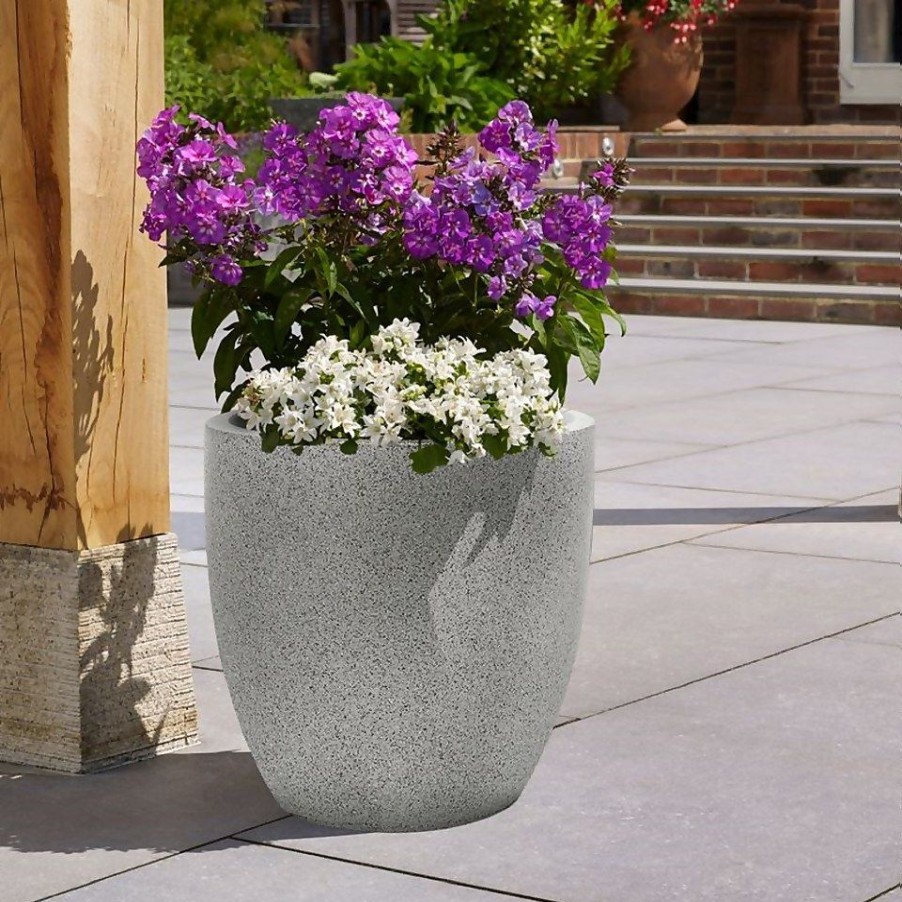 Homebase Plant Pots | Sierra Grey Egg Planter - 32Cm