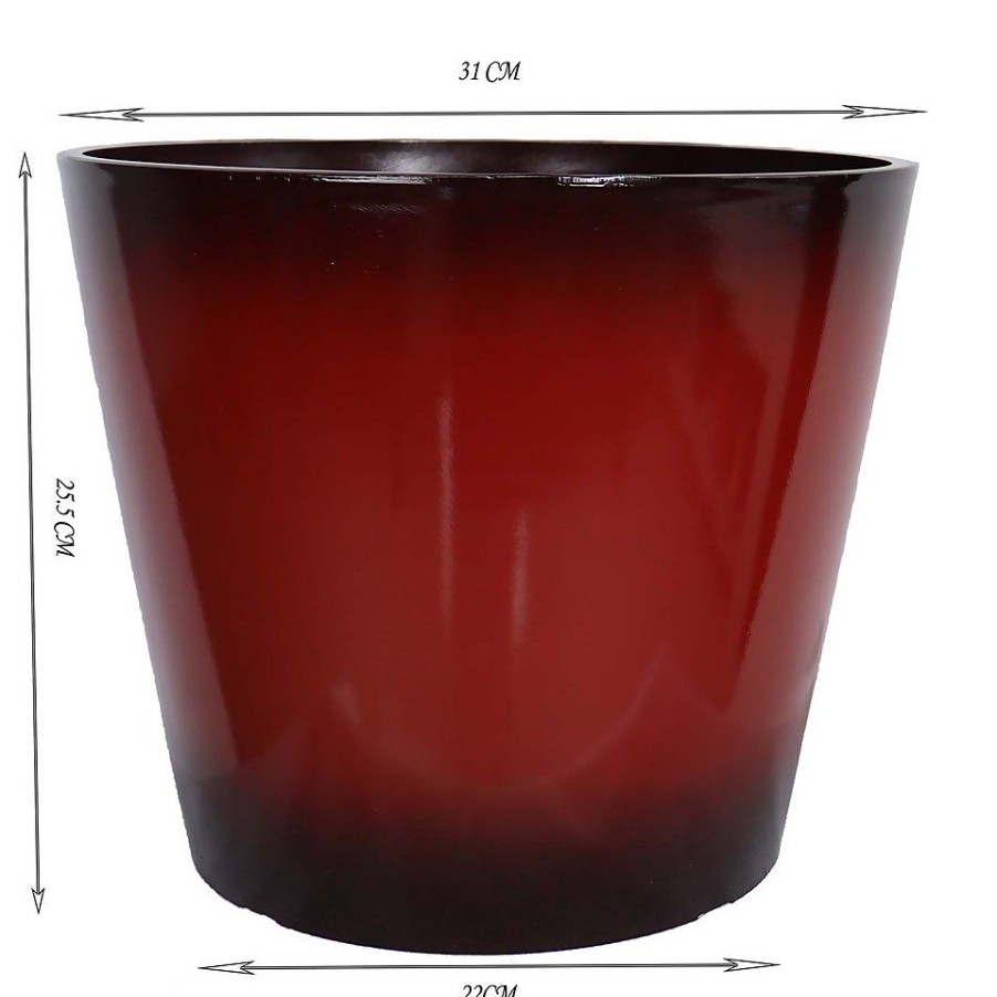 Homebase Plant Pots | Glazed Finish Red Planter - 30Cm