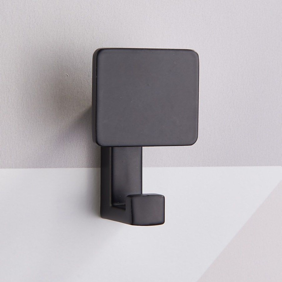 Homebase Hallway Furniture | Square Back Hook - Matt Black