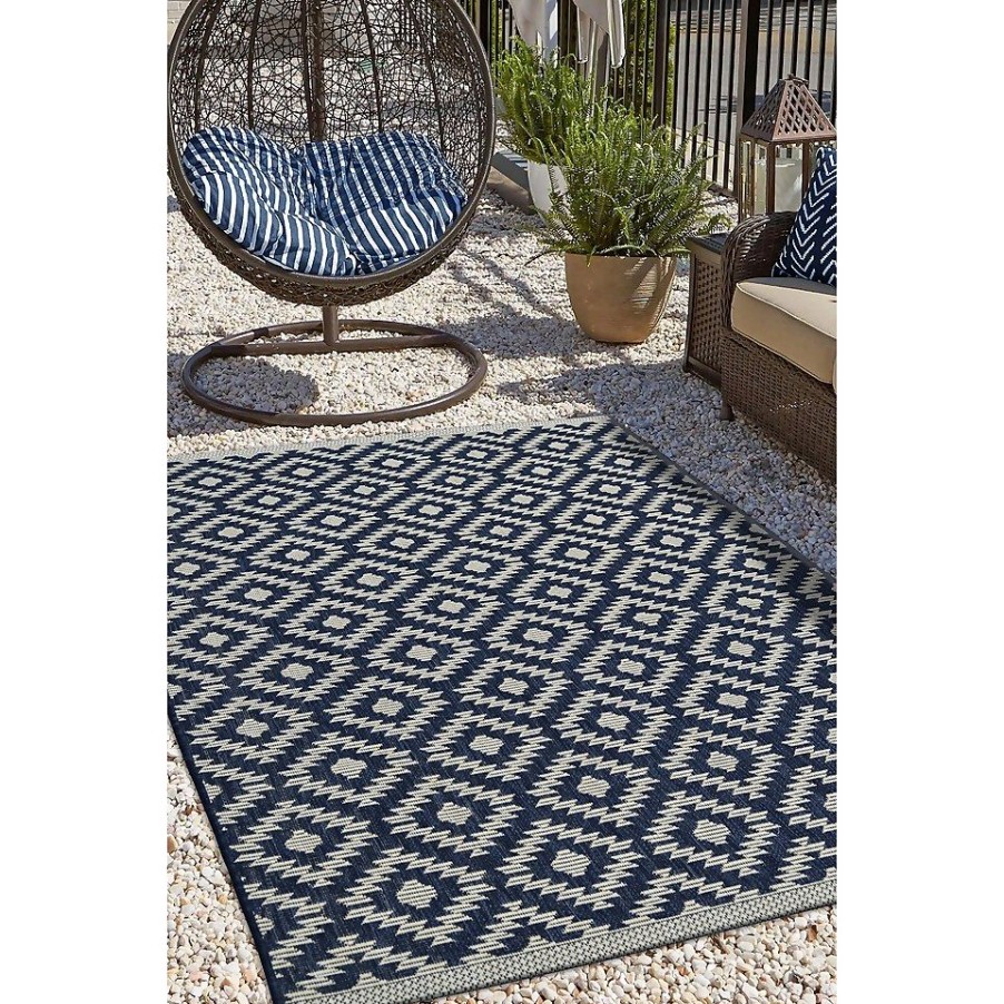 Homebase Rugs | Indoor Outdoor Geo Rug - Navy - 120X170Cm