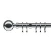 Homebase Curtain Poles & Tracks | Chrome Metal Curtain Pole With Ball Finial - 360Cm (Dia 28Mm)