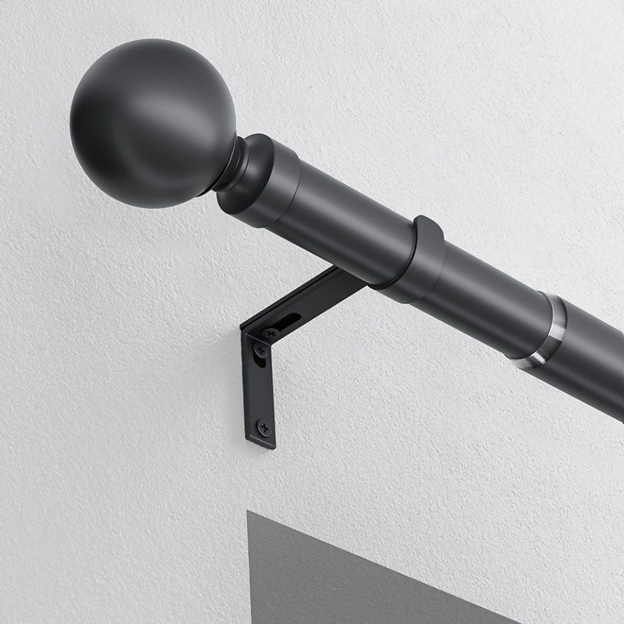 Homebase Curtain Poles & Tracks | Black Extendable Eyelet Curtain Pole With Ball Finial- 170-300Cm (Dia 22/25Mm)