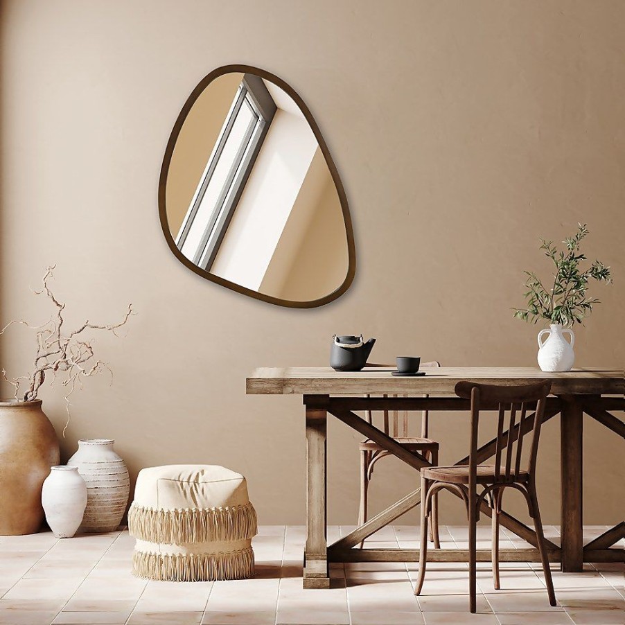 Homebase Mirrors | Walnut Pebble Mirror - 80Cm