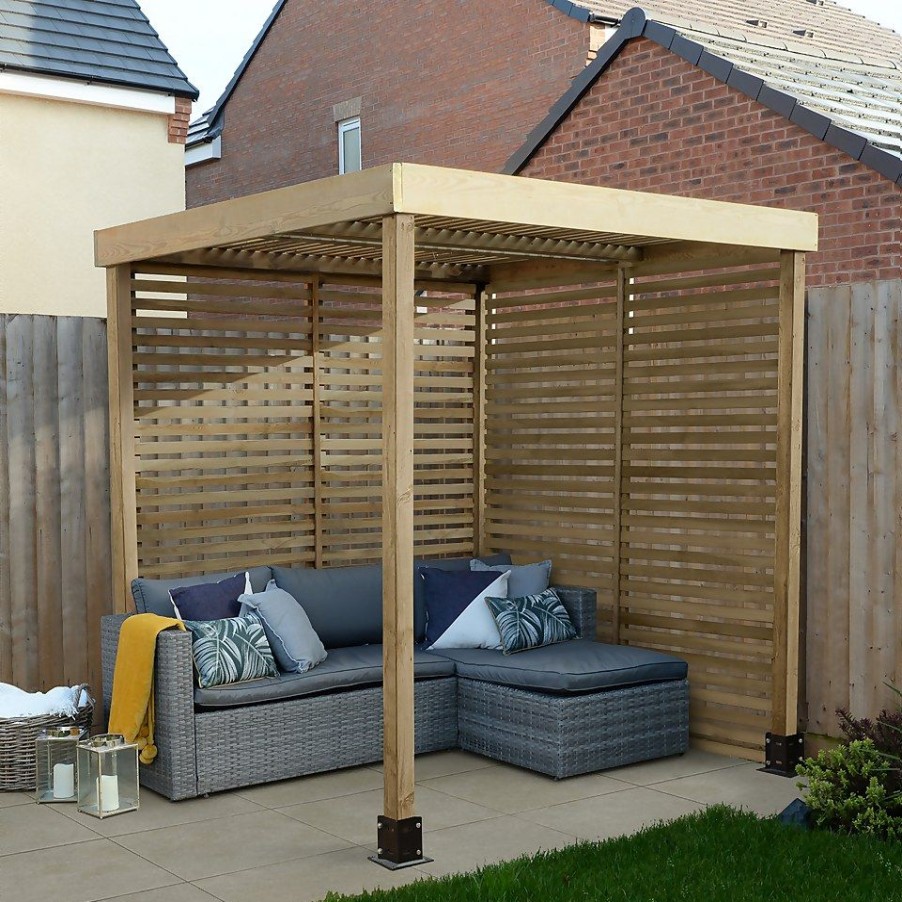 Homebase Gazebos & Marquees | Forest Garden Modular Pergola With 2 Side Panel Packs