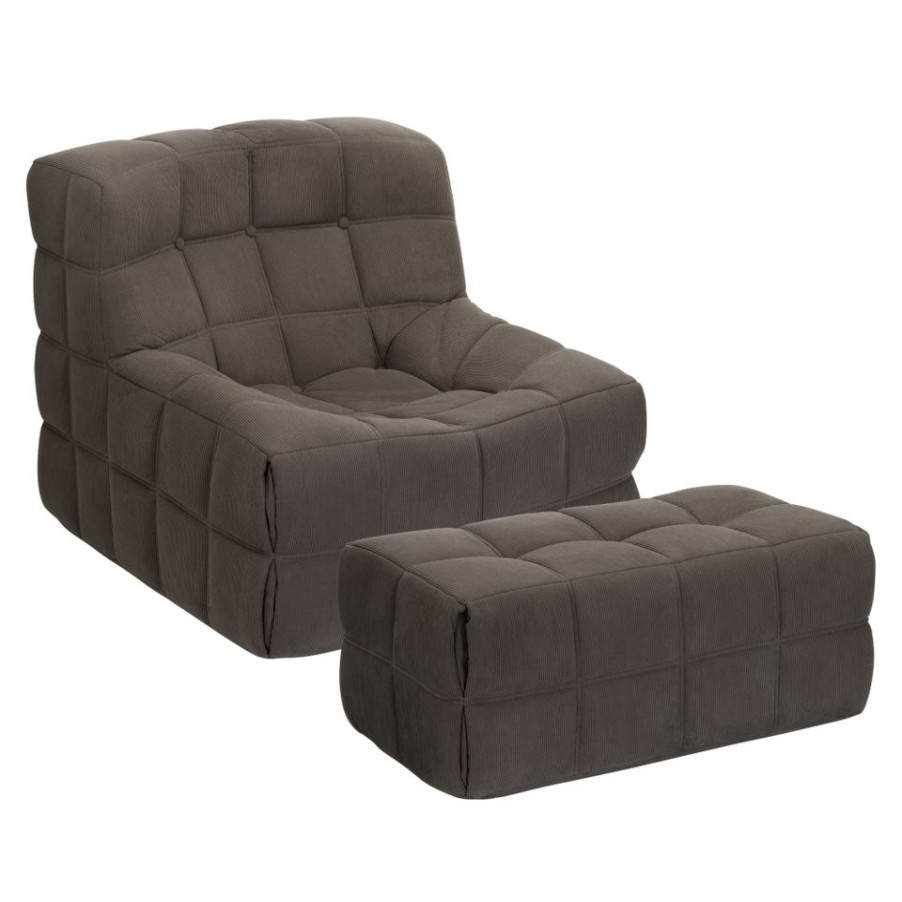 Homebase Chairs | Hayes Micro Cord Pillow Chair & Footstool - Grey