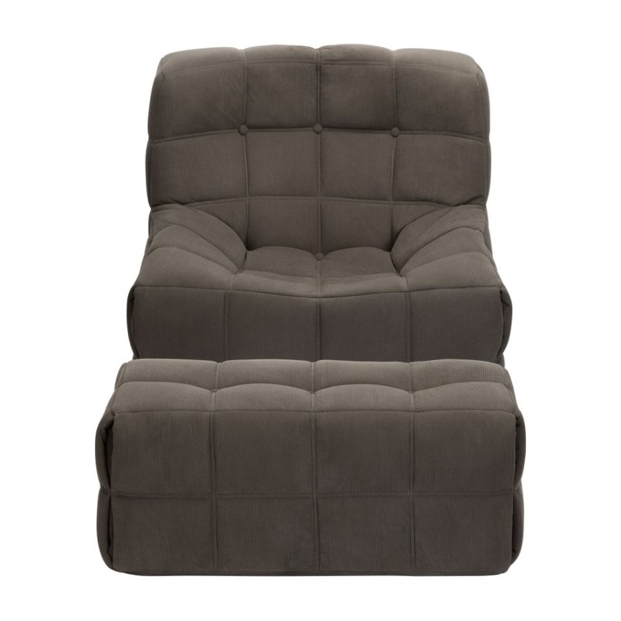 Homebase Chairs | Hayes Micro Cord Pillow Chair & Footstool - Grey