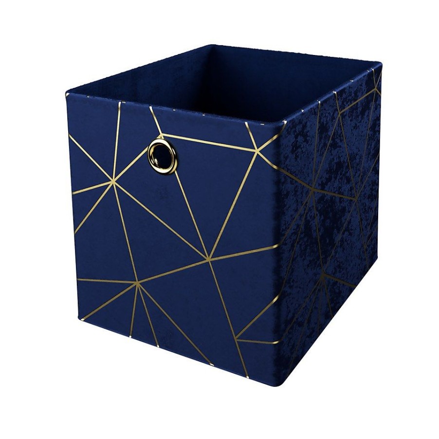 Homebase Cube Storage | Clever Cube Velvet Geometric Insert - Navy & Gold