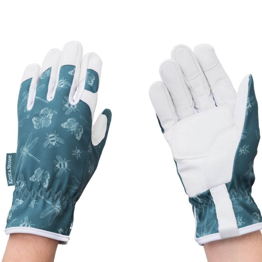 Homebase Garden Hand Tools | Kent & Stowe Flutterbugs Premium Leather Gardening Gloves Small Teal