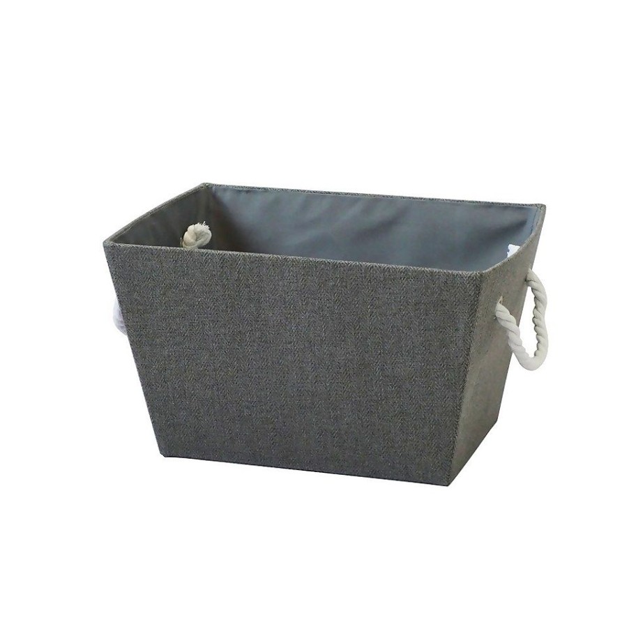 Homebase Storage Containers | Grey Herringbone Medium Storage Basket