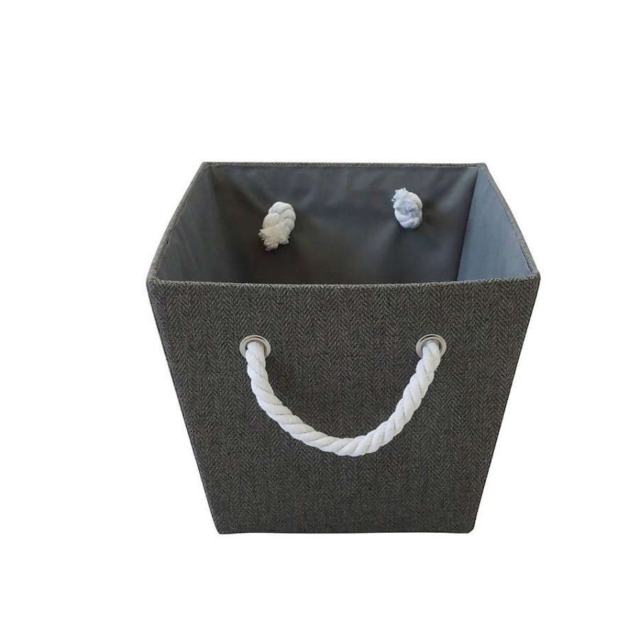 Homebase Storage Containers | Grey Herringbone Medium Storage Basket