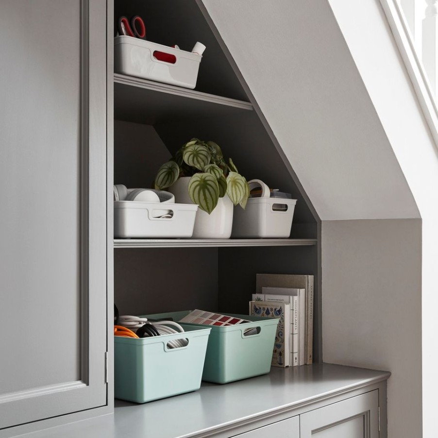 Homebase Storage Containers | Small Plastic Storage Tray - Grey - 4L