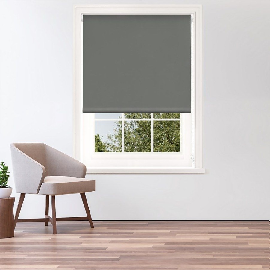 Homebase Storage & Home Deals | Dark Grey Blackout Roller Blind - 120Cm