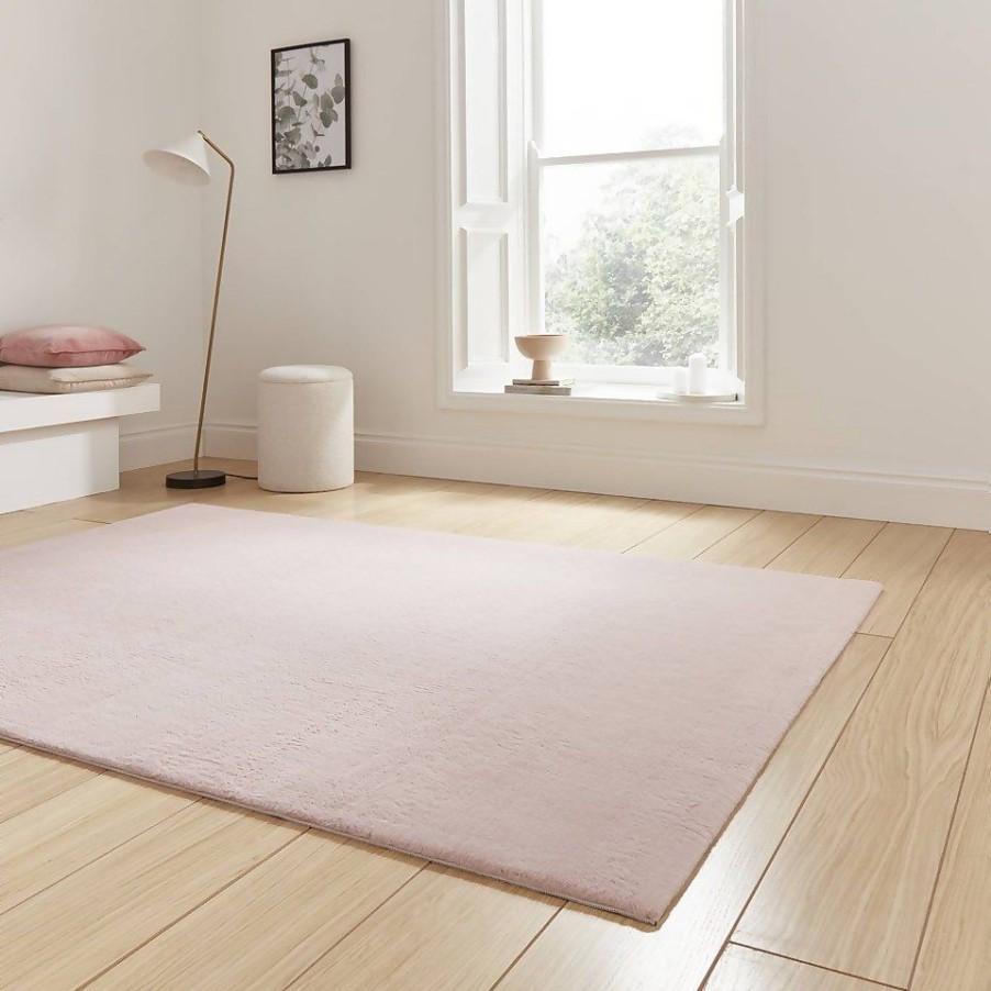 Homebase Storage & Home Deals | Mae Faux Fur Rug - Blush - 80X150Cm