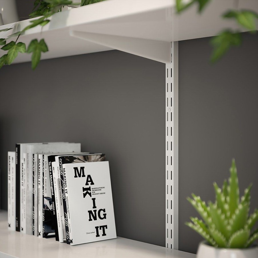 Homebase Shelving Brackets | Anti-Bacterial Twin Slot Shelving Kit - 1600Mm White Twinslot And 320Mm Brackets - White