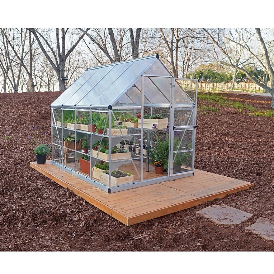 Homebase Greenhouses | Palram Canopia Hybrid 6 X 8Ft Greenhouse - Silver