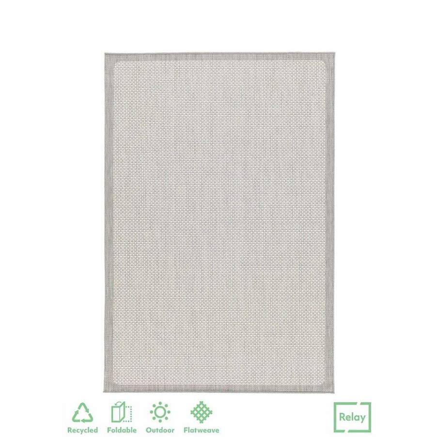 Homebase Rugs | Relay Recycled Indoor/Outdoor Rug - Grey Border - 160X230Cm