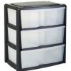 Homebase Storage Containers | Mobile Tower Unity With 3 Jumbo Drawers - Volcanic Ash With Frosted Drawers