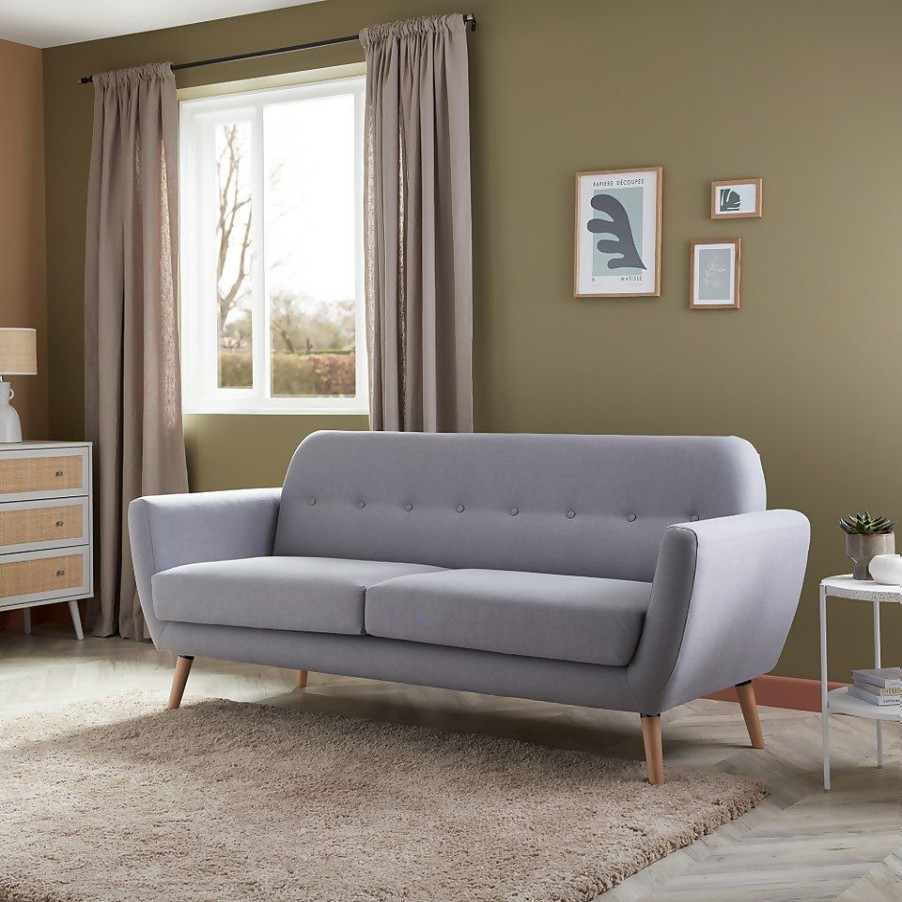 Homebase Sofas And Sofa Beds | Scandi Savannah 3 Seat Sofa - Grey