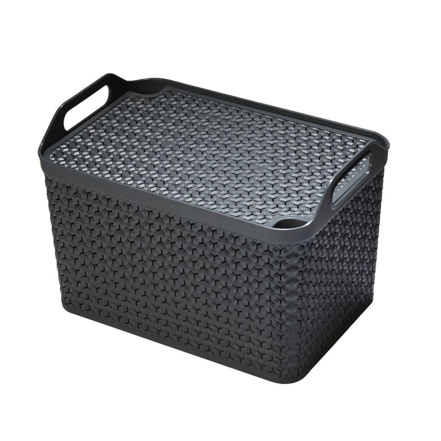 Homebase Storage & Home Deals | Large Urban Storage Basket With Lid - Graphite