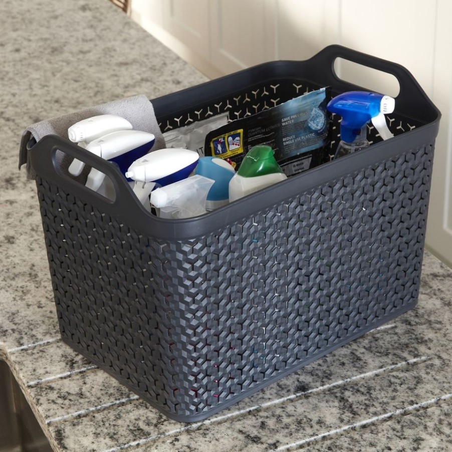 Homebase Storage & Home Deals | Large Urban Storage Basket With Lid - Graphite