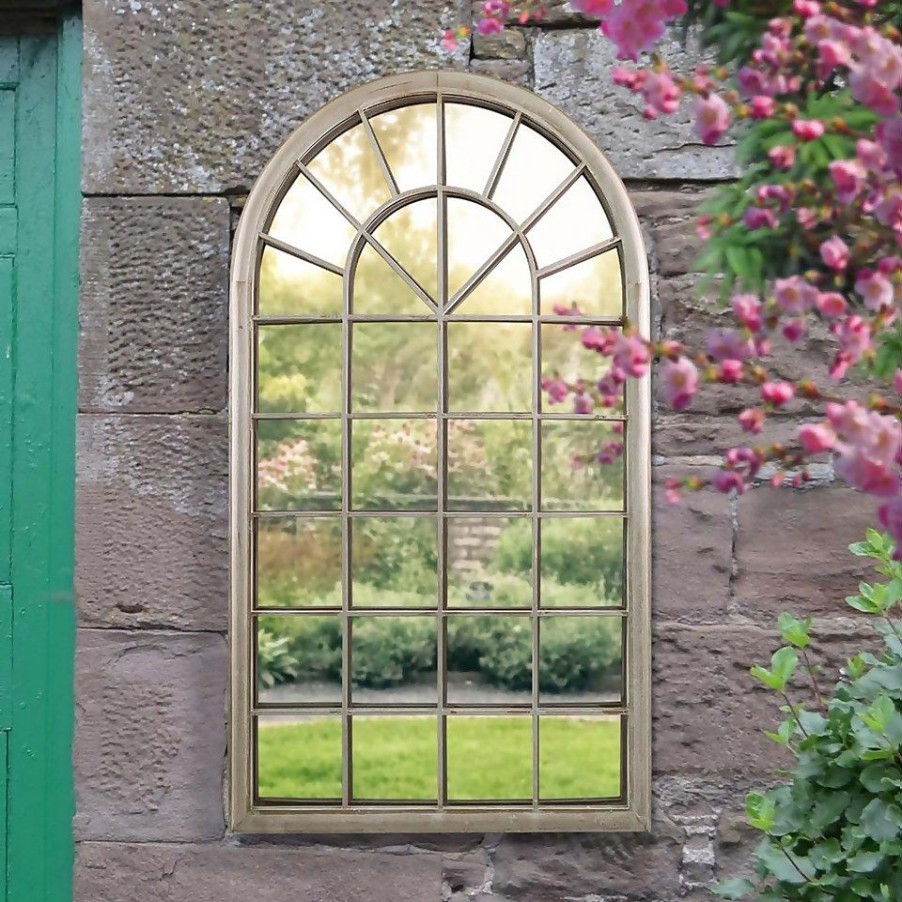 Homebase Mirrors | Mirroroutlet Somerley Eden Country Arch Large Metal Garden Mirror - 129X76Cm