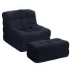 Homebase Chairs | Hayes Micro Cord Pillow Chair & Footstool - Navy