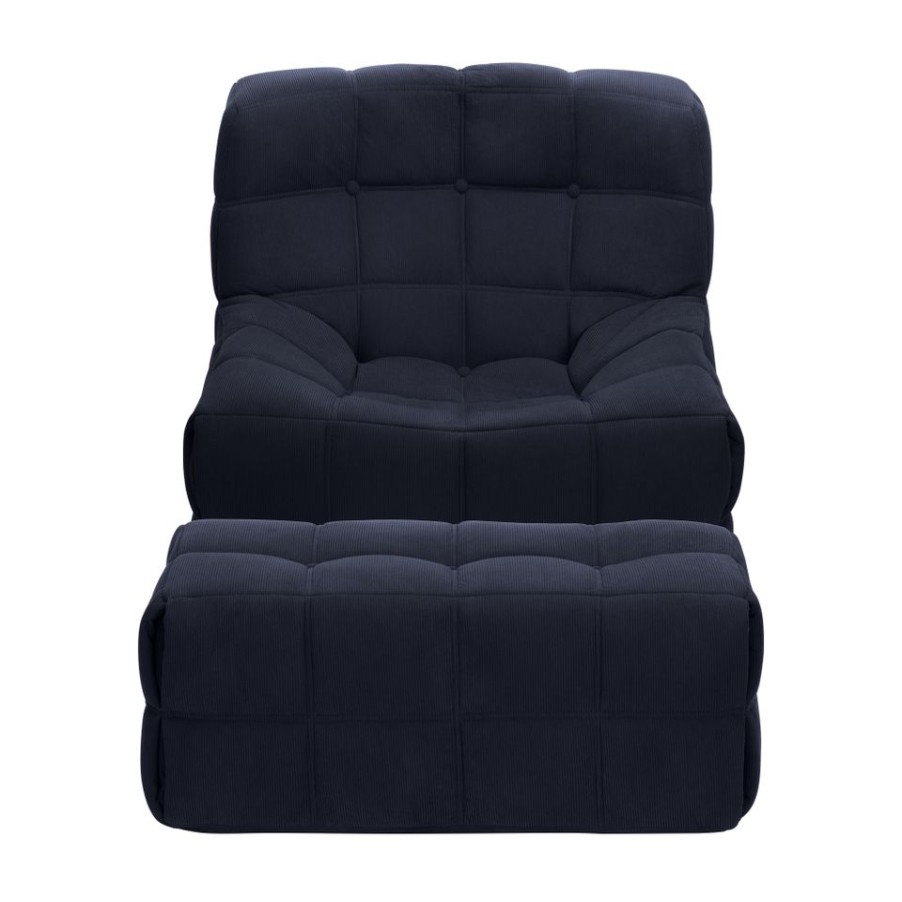 Homebase Chairs | Hayes Micro Cord Pillow Chair & Footstool - Navy