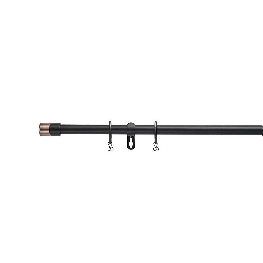 Homebase Curtain Poles & Tracks | Black-Copper Extendable Curtain Pole With Double Stud Finial - 170-300Cm (Dia 16/19Mm)