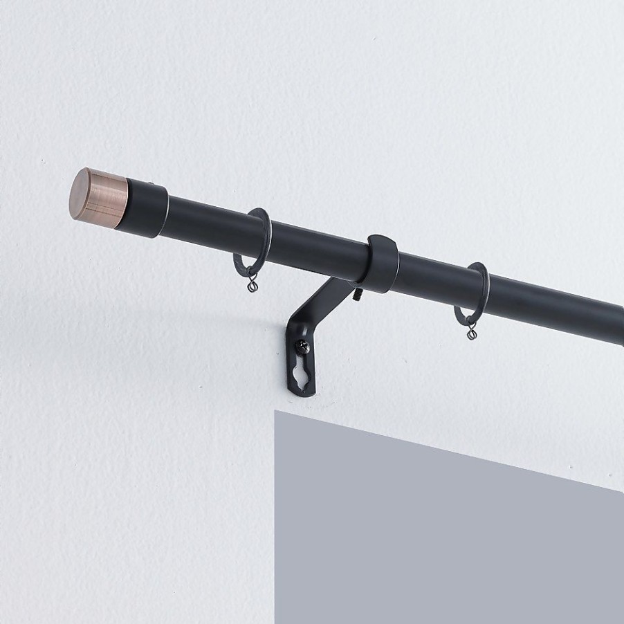 Homebase Curtain Poles & Tracks | Black-Copper Extendable Curtain Pole With Double Stud Finial - 170-300Cm (Dia 16/19Mm)