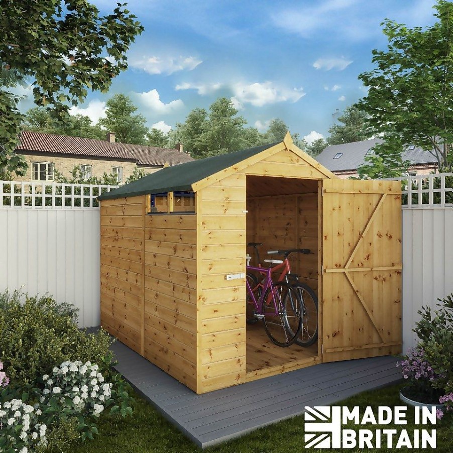 Homebase Garden Sheds | Mercia 8Ft X 6Ft Premium Shiplap Security Apex Shed