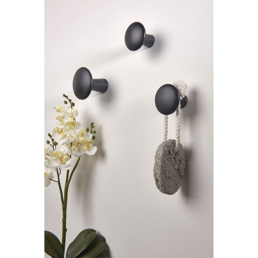 Homebase Hallway Furniture | Wood Dots Hook Set - Black