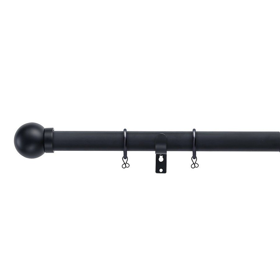 Homebase Curtain Poles & Tracks | Black Extendable Curtain Pole With Ball Finial- 170-300Cm (Dia 25/28Mm)