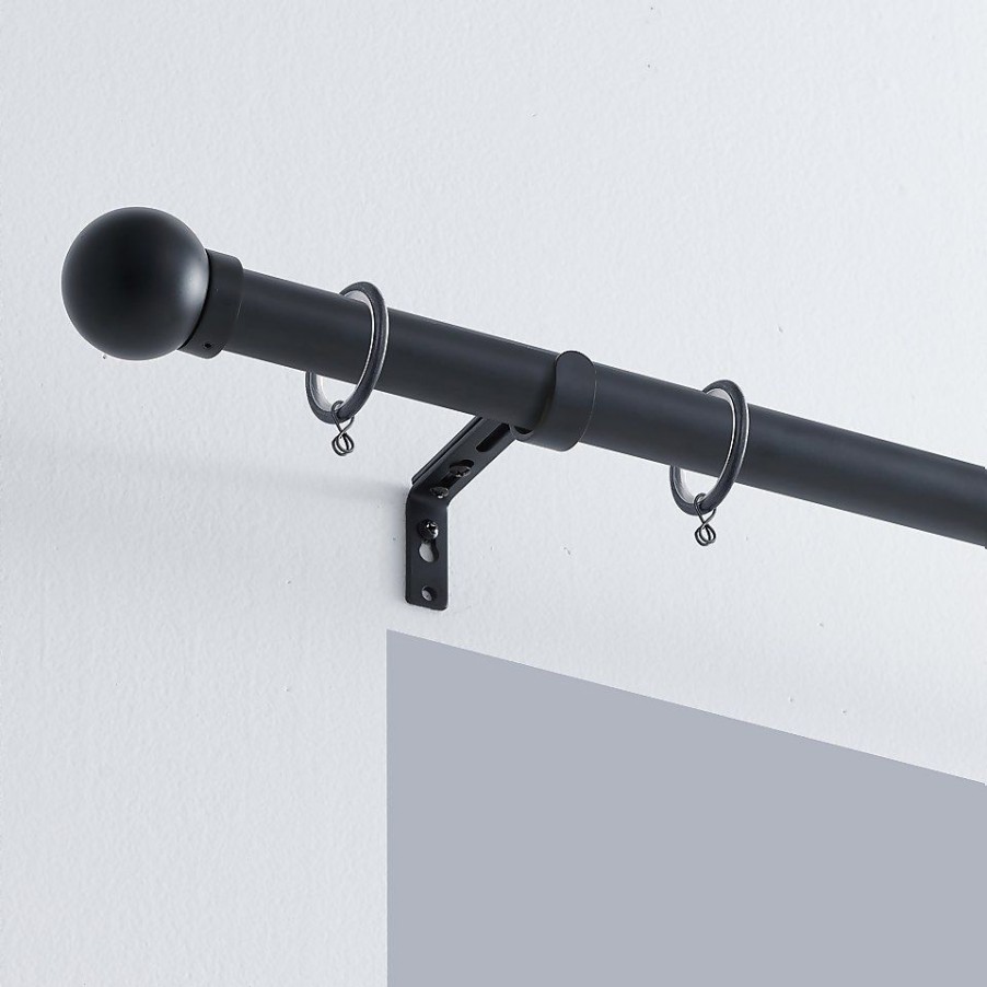 Homebase Curtain Poles & Tracks | Black Extendable Curtain Pole With Ball Finial- 170-300Cm (Dia 25/28Mm)