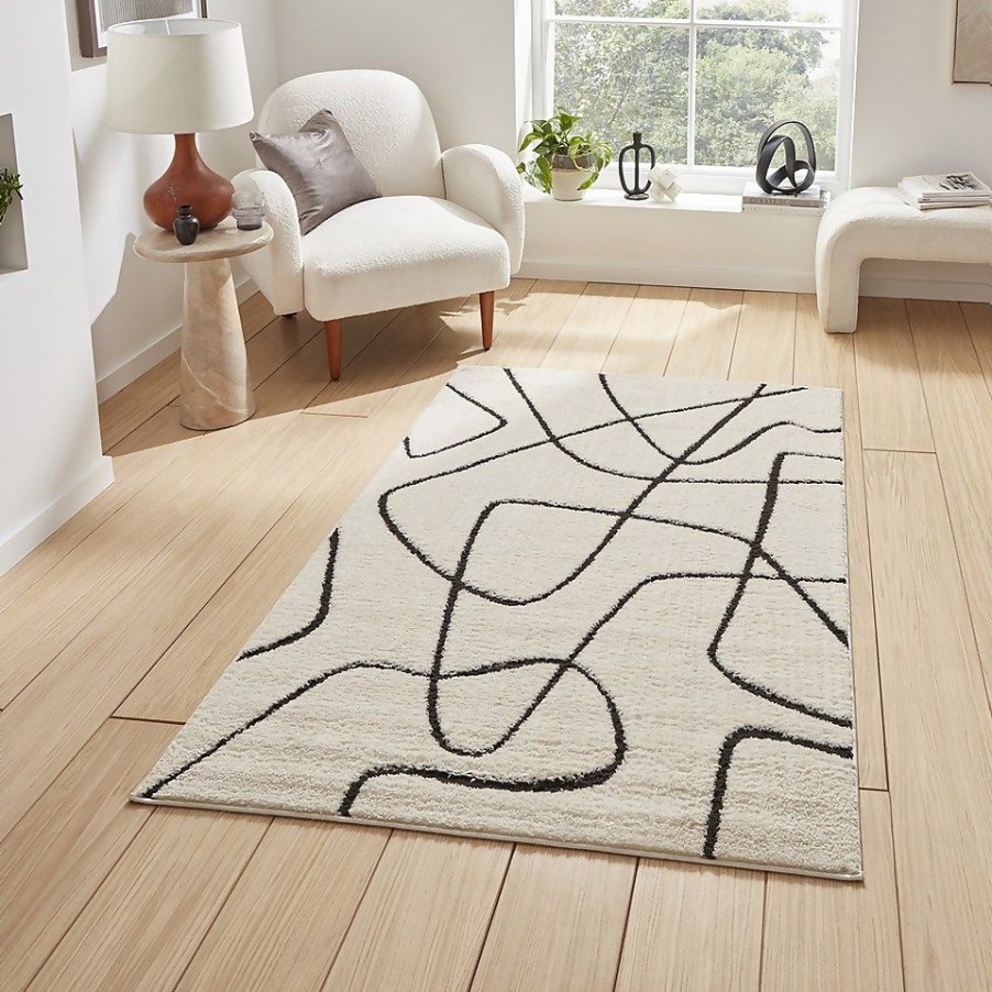 Homebase Rugs | Ivar Abstract Rug - Cream - 120X170Cm