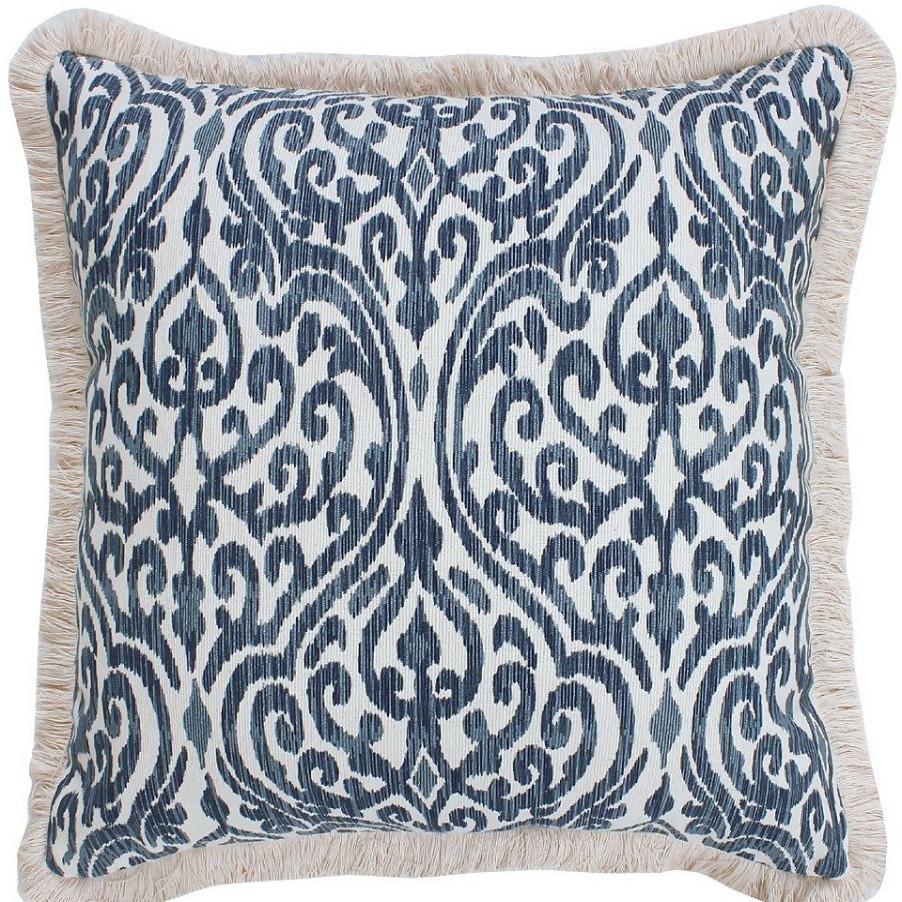 Homebase Cushions | Printed Fringe Cushion - Blue