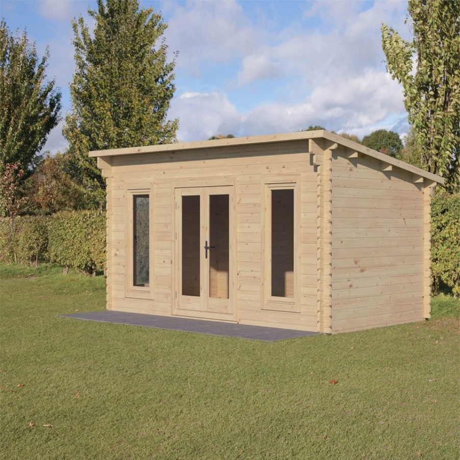 Homebase Garden Buildings | Forest Elmley 5.0M X 3.0M Log Cabin Double Glazed 24Kg Polyester Felt, No Underlay - Installation Included